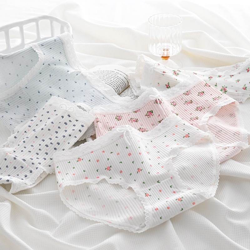 CLICKBRA | CD2148 Celana Dalam CD Pita Bunga Motif Flowers Fashion Korea Cewek Imut Renda Wanita