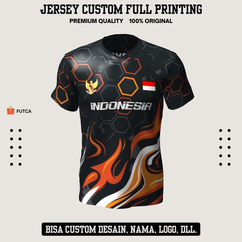 Kaos Jersey Futsal Abu Motif Honeycomb Api 288 - Jersey Baju Olahraga Full Printing