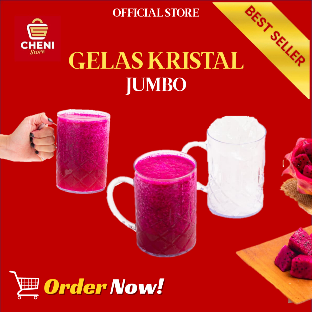 GELAS KRISTAL JUMBO - CANGKIR PLASTIK BENING - GELAS JUS