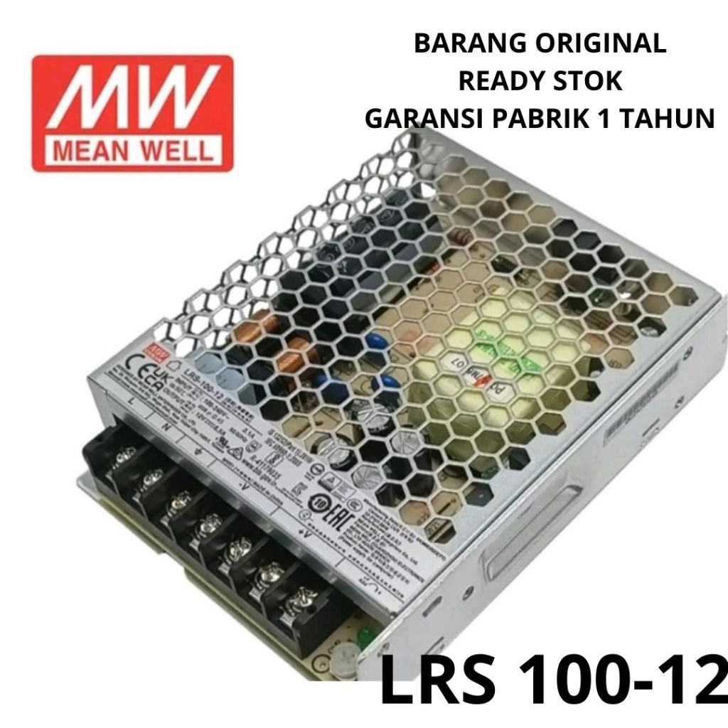 ADAPTOR /POWER SUPPLY MEAN WELL LRS 100-12 12 VOLT 8,5 AH. BARANG ASLI.GARANSI PABRIK 1 TAHUN