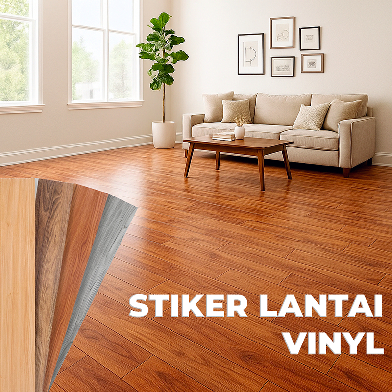 Stiker Lantai Kayu Stiker lantai bertekstur Stiker Vynil Premium 2mm motif kayu - lapakwallpaper