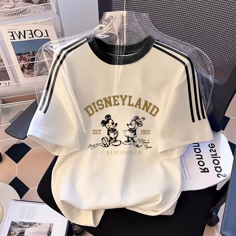 XZHAINV Kaos lengan pendek cetak Mickey Mouse wanita Korea/pakaian wanita lengan pendek putih/versi 