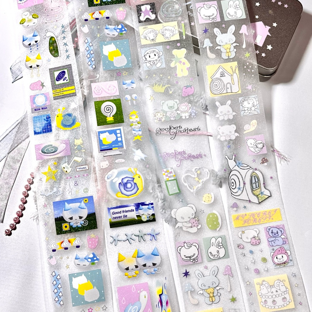 

[secretforest] Web Core Peek A Boo Snail Glitter Sticker Roll || Japanese Korean Style Deco Stiker Journaling Scrapbook Washi Tape Transparan Anak Hewan Animal Jepang Buzzz Object