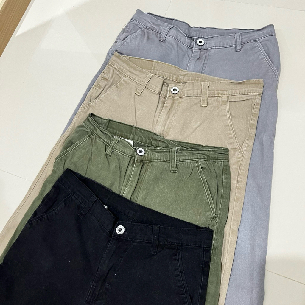 Termurah!!!  Preloved Celana Chino Panjang Pria C1vity Hitam Hijau Army Cream Abu
