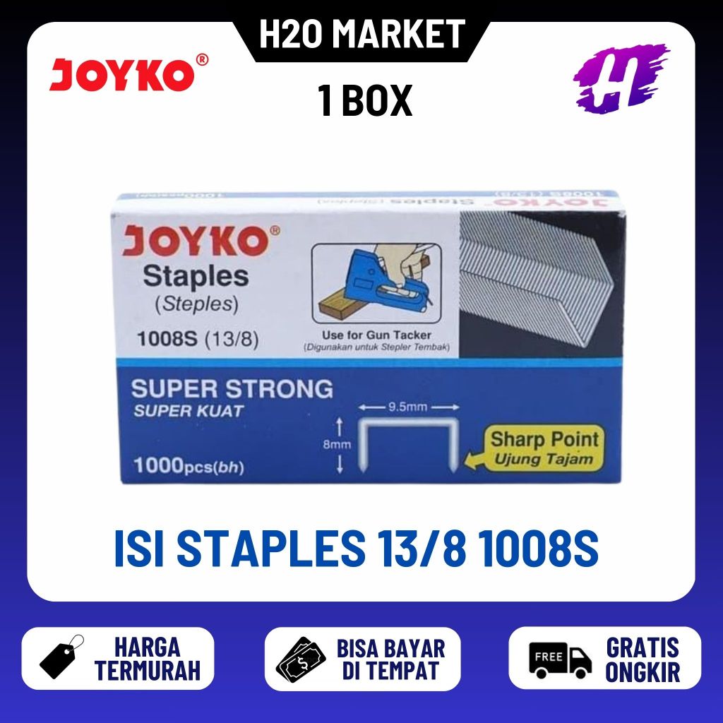 

❤️H2O❤️ Isi Stapler Tembak / Staples Gun Tacker Joyko 13/8 1008S ( 1 Kotak Kecil )