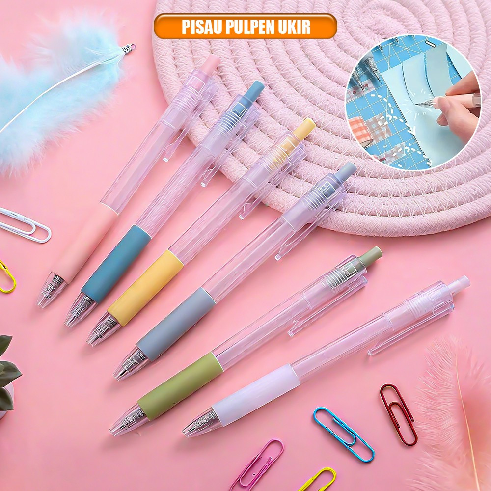 

Cutter Mini Lucu Bentuk Pena / Pisau Pulpen Ukir Pemotong Kertas Alat Tulis Kantor / Pen Knife Cutter Pisau Cutter Stiker Portable Stockami A125
