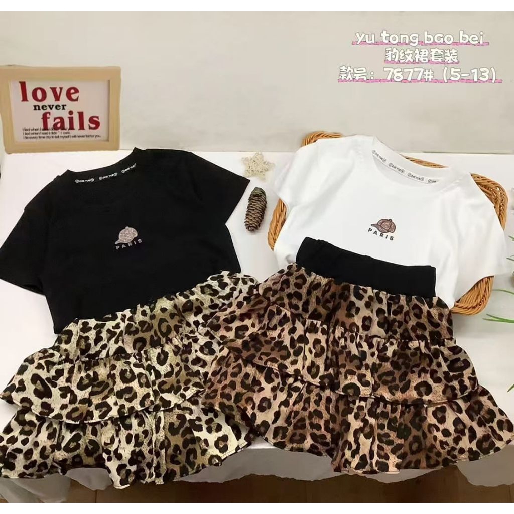 (COD) 2-7 Thn Setelan Rok Bangkok // Baju Anak Import Gemoy// Setelan Anak leopard Premium