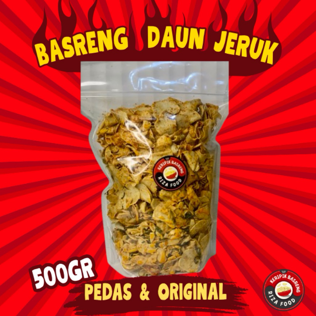 

KERIPIK BASRENG KOIN 500Gr DAUN JERUK RENYAH TIPIS GURIH PEDAS ORIGINAL BY RIZA FOOD