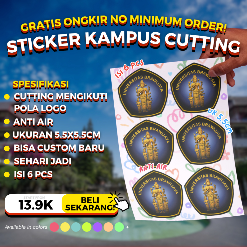 

[ANTI AIR] STICKER LOGO KAMPUS UNBRAW UNIVERSITAS BRAWIJAYA VINYL NEGERI SWASTA ISI 6 PCS 5X5CM