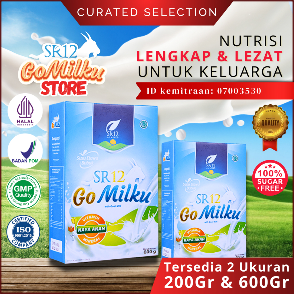 

Gomilku SR12 Original Susu Kambing Etawa Bubuk | Atasi Lambung & Nafsu Makan - BPOM 200gr / 600gr