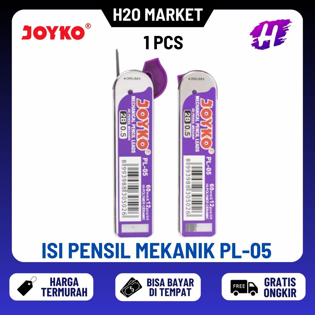 

❤️H2O❤️ Pencil Lead / Isi / Refill Pensil Mekanik Joyko PL-05 2B 0.5 mm