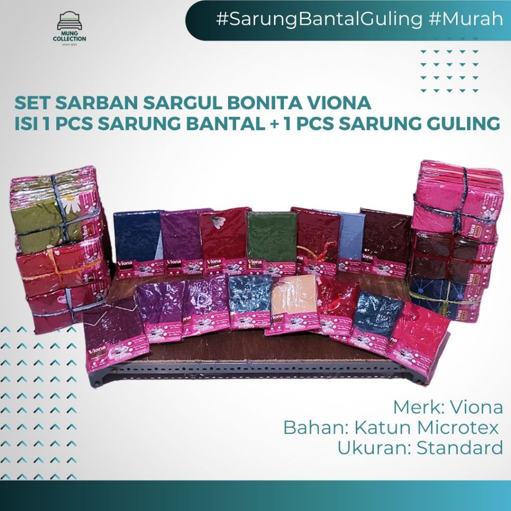 Bonita Viona Set Sarung Bantal Guling / Isi 2 Sarung Bantal / Isi 1 Sarung Bantal + 1 Sarung Guling