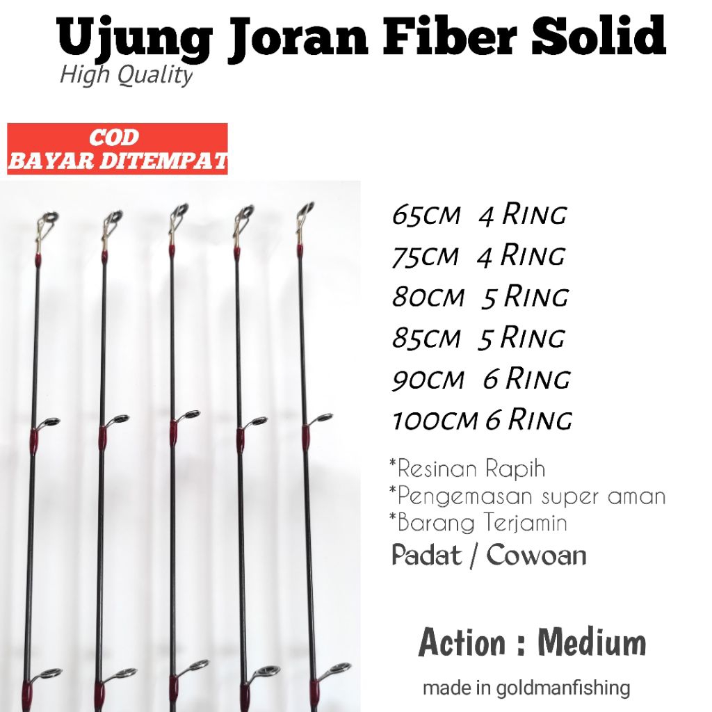 Ujung sambungan depan joran fiber solid