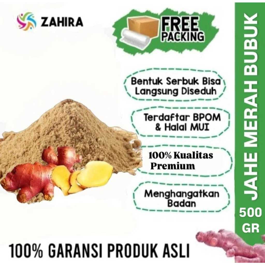 

JAHE BUBUK MERAH 500GR ASLI Murni Premium Bentuk Serbuk Langsung Seduh Untuk Menghangatkan Badan