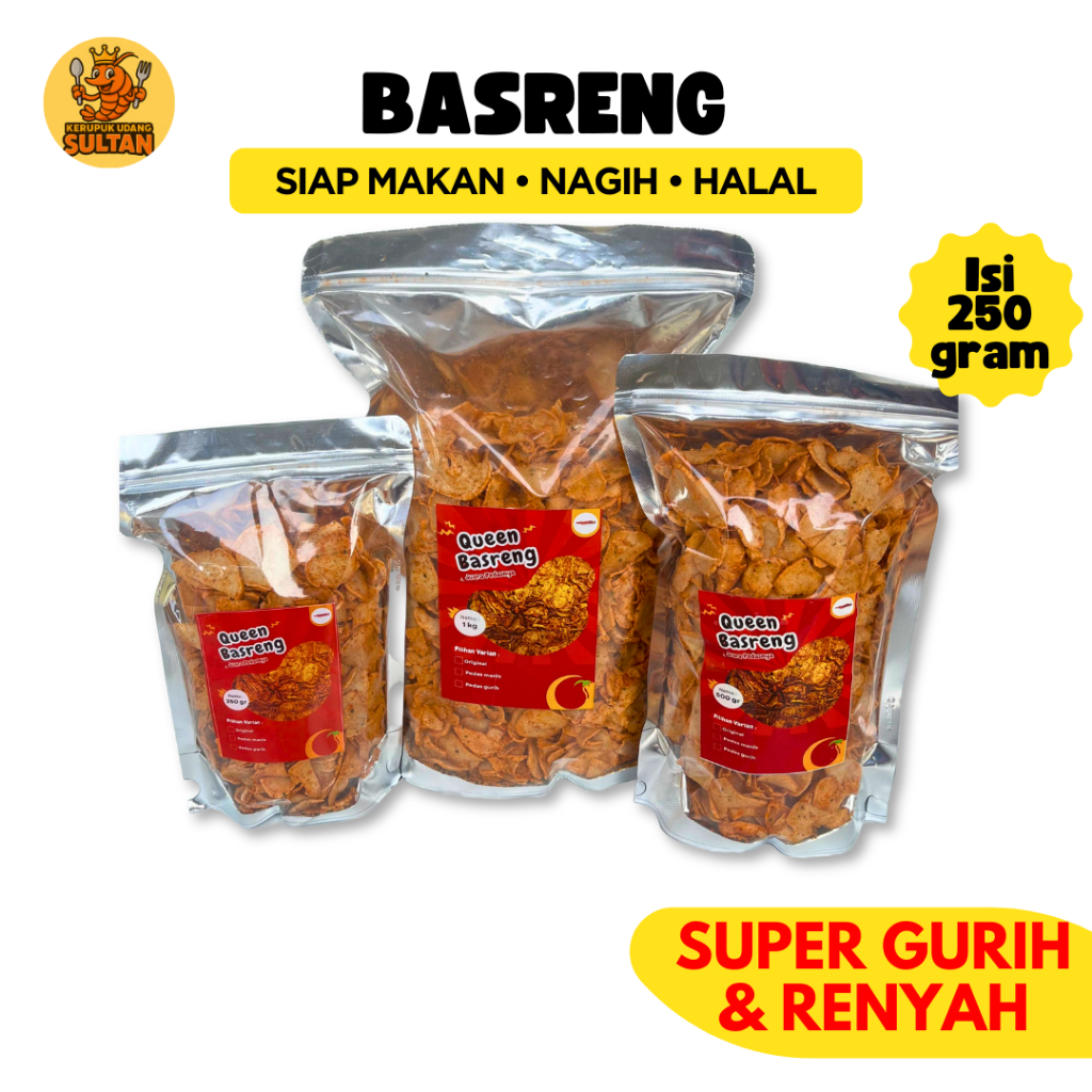 

Basreng Pedas Daun Jeruk Bumbu Melimpah Gurih Renyah Kriuk Cemilan Viral Enak Isi 1kg 500gr 250gr
