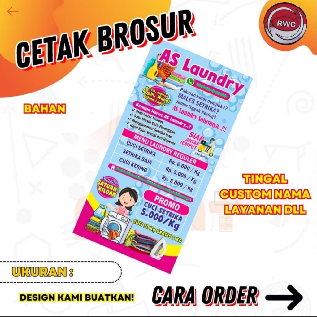CETAK BROSUR 1/3A4 artpaper brosur laundry wifi net pemasaran brosur iklan