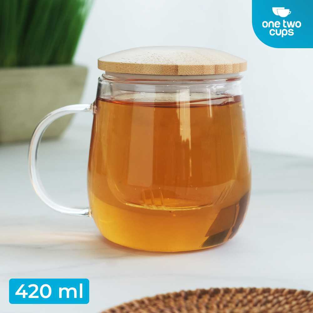 Cangkir Teh Saringan Kaca Tahan Panas Infuser Mug