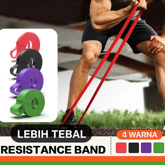 Long Resistance Bands/ Karet Fitness & Gym Latex/ 4 Warna Resistance Bands/ Alat Olahraga Serbaguna/
