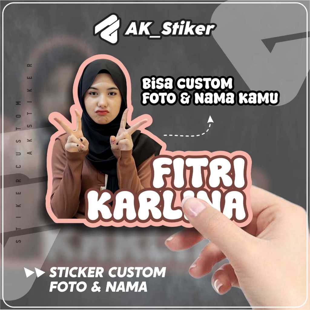 Stiker Custom Foto & Nama | Stiker Tahan Air | Stiker Helm | Stiker Laptop stiker nama dan foto cust