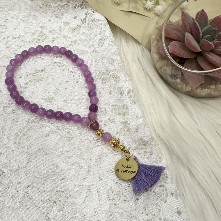 Tasbih Batu Alam Kunzite - Tasbih Ungu - Tasbih Unik - Tasbih Terbaru - Tasbih Premium Al-Nadwa