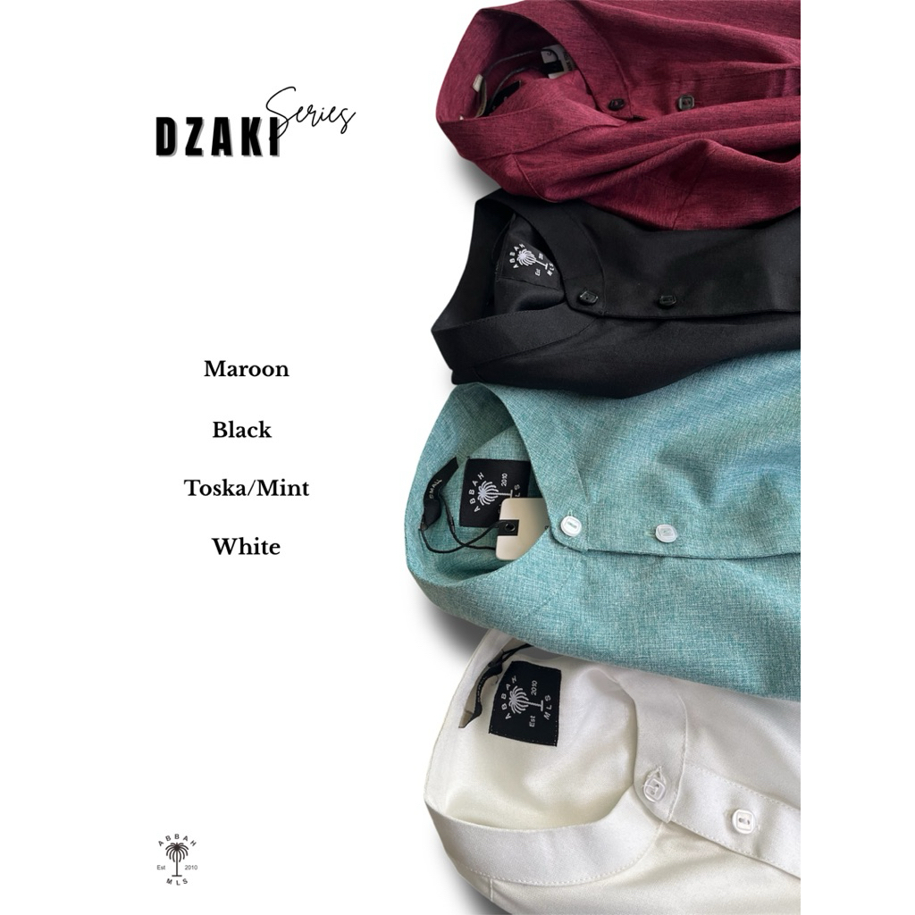 dzaki series BLACK - ABBAH MOSLEM kemeja koko pria casual basic lengan panjang manset