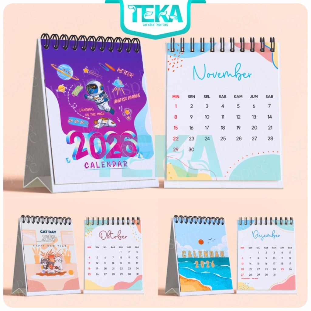 

TANDUR Kalender Meja 2026 Spiral Mini | Calendar 2026 Aesthetic Unik untuk Meja Kerja & Belajar
