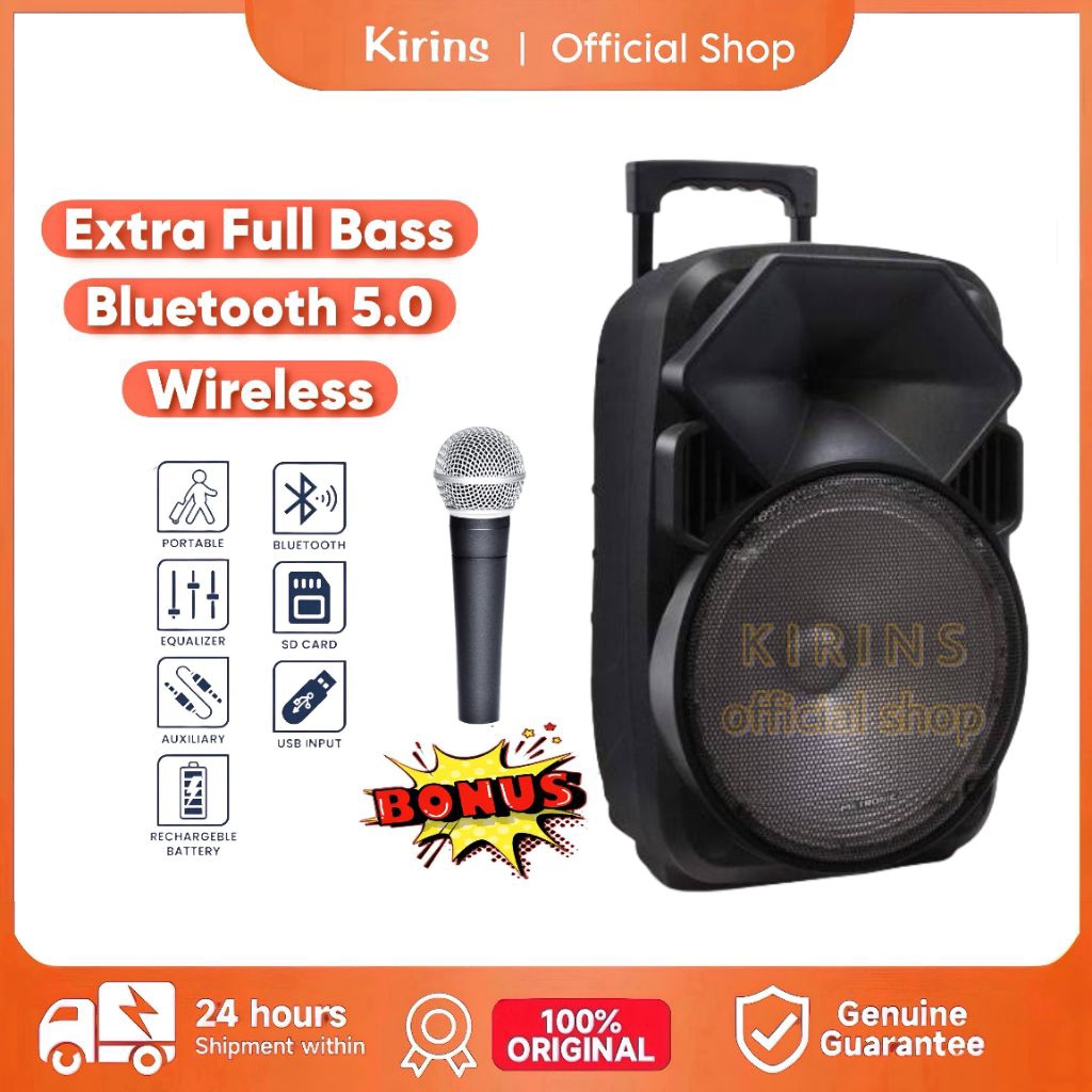 SPEAKER BLUETOOTH KARAOKE UKURAN JUMBO FULL BASS GRATIS MIC SALON AKTIF LOUSPEKER SUBWOOFER