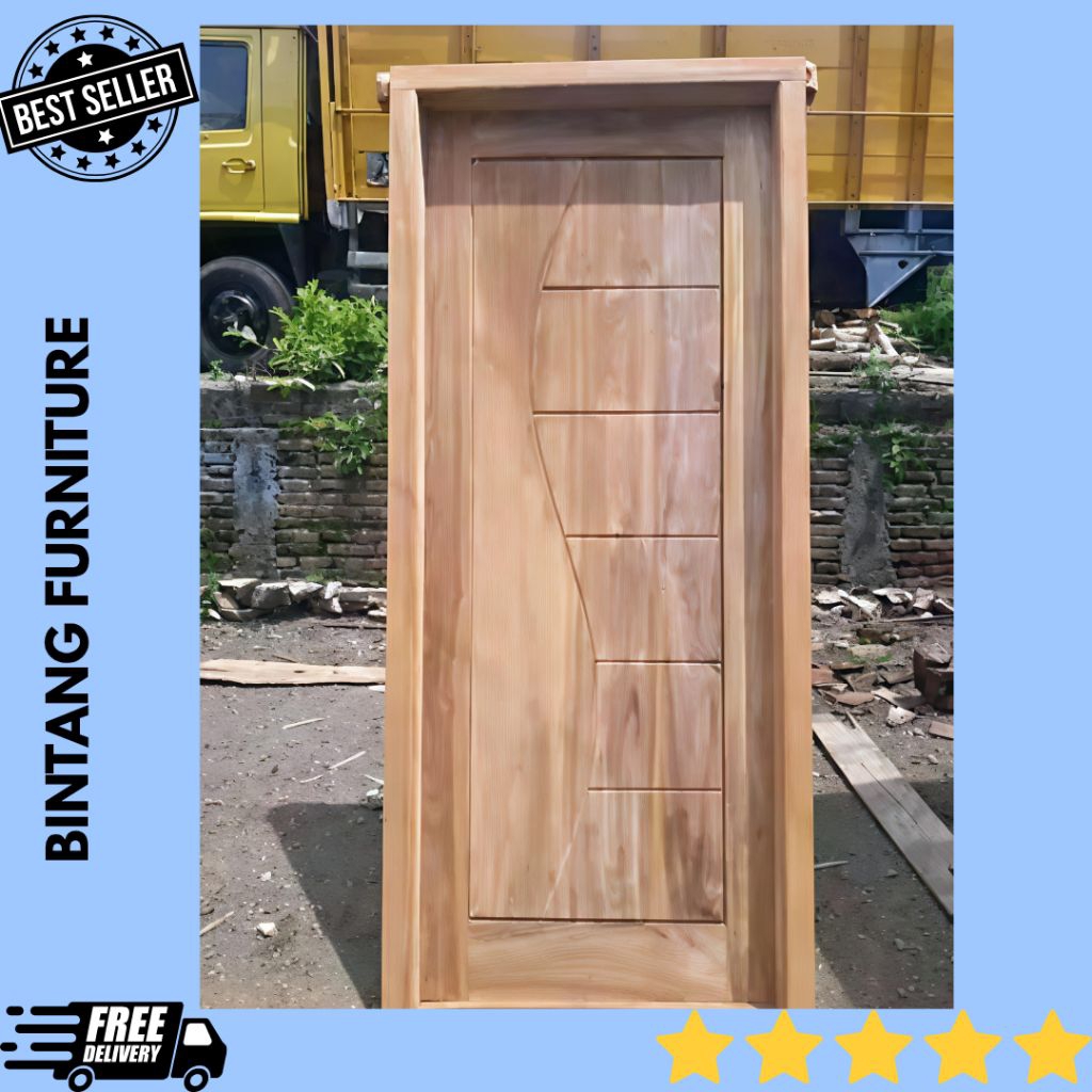 1 Set Kusen Dan Pintu Rumah Kayu Mahoni Pintu Kamar Minimalis