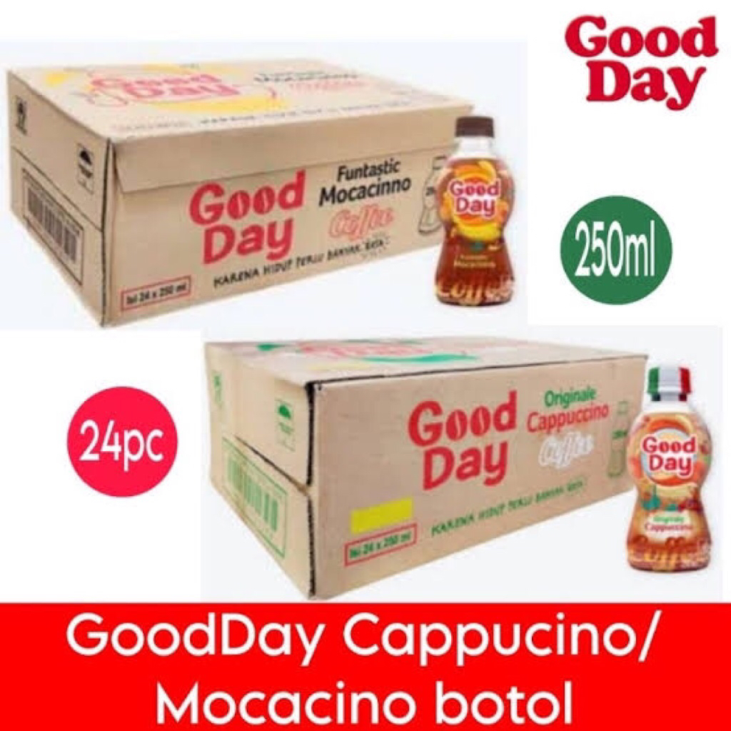 

Good Day Cappuccino & Mocacinno Coffee Botol 1 Dus 24pcs @ 250ml