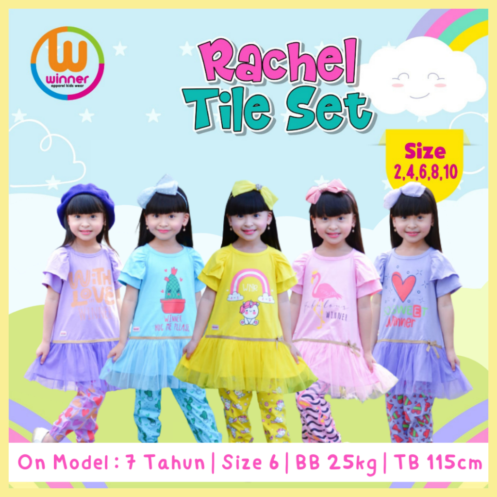 WINNERBELL SET TILE DAN CELANA JOGER ANAK PEREMPUAN SERIES RACHEL TILE USIA 2-10 TAHUN