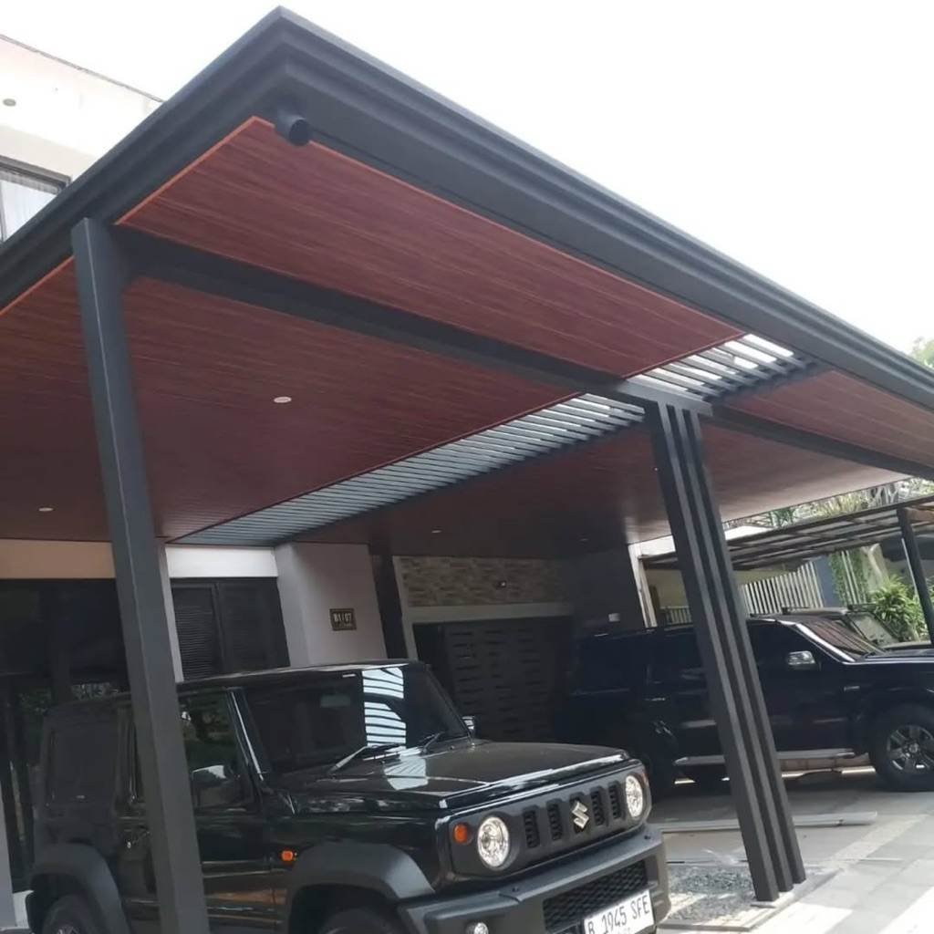 kanopi atap alderon single layer mix grecca transparan besi galvanis berkualitas