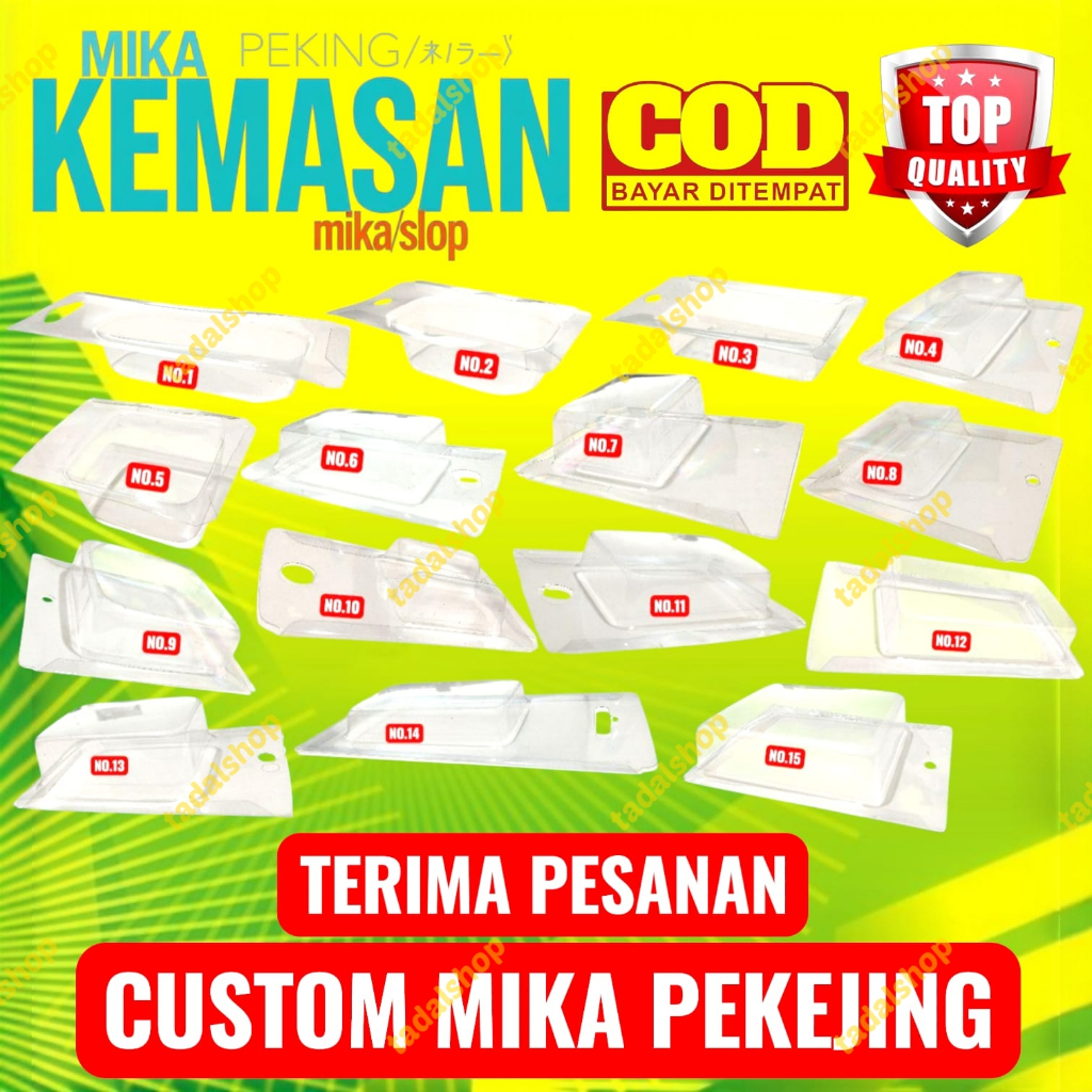

Mika Kemasan/Mika Packing/Mika Slop/Mika Kemasan Lure/Mika soft frog Bentuk Mika Bisa Pesan Khusus