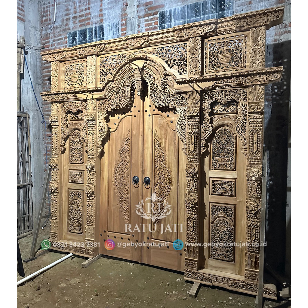 pintu gebyok ukir jepara jati 3 meter premium