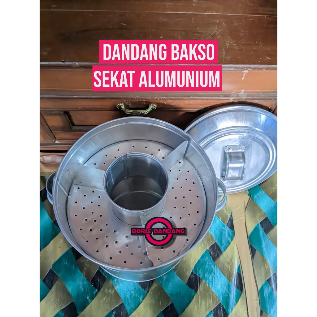 Dandang Bakso Aluminium Bakso Sekat Pentol Uk 26 28 30 32 35 40 45 ( FREE CENTONG )