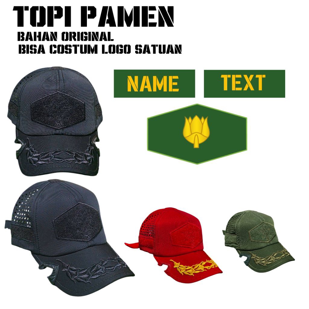topi pamen costum logo satuan/topi pati costum logo satuan
