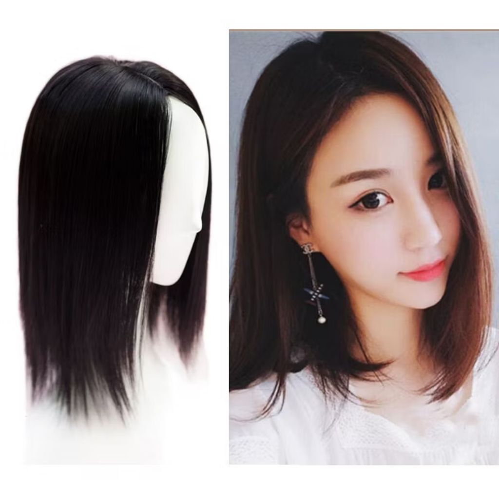 TOUPEE HAIR BELAH TENGAH touppe cewe panjang/tutup botak wanita/wig rambut asli/wig rambut palsu pan