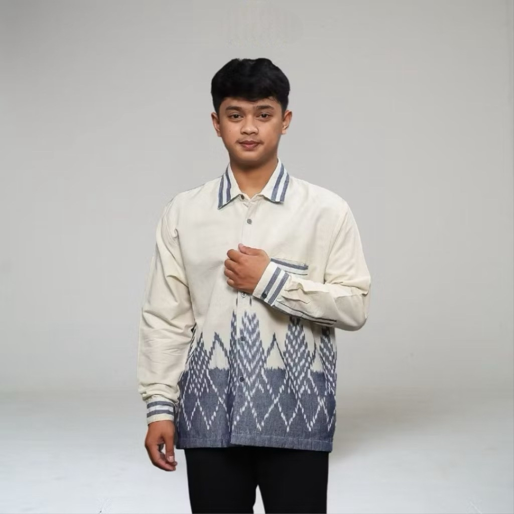 READY 3 MOTIF KEMEJA PRIA TENUN TROSO LENGAN PANJANG TENUN IKAT