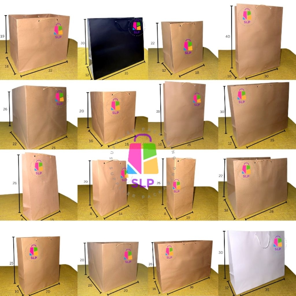 

[isi 12pcs] paperbag coklat polos / tas kertas / dus nasi / goodie bag / shopping bag / souvenir / hampers