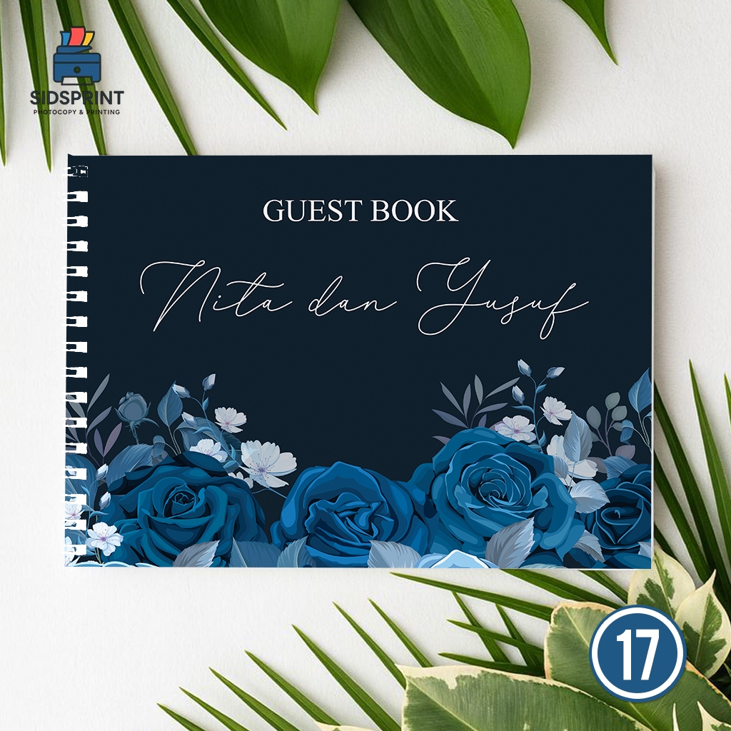 

SidsPrint [BTB] Buku Tamu Pernikahan Spiral Softcover A4 Custom Tema Warna Biru Elegan