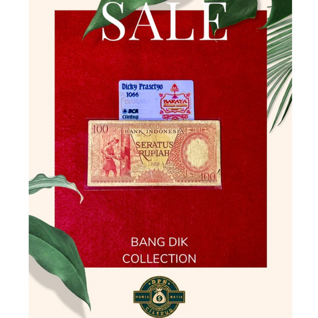 UANG INDONESIA 100 RUPIAH PEKERJA 1958