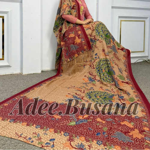 KAMEN BATIK SET SELENDANG BAHAN DOLBY ATBM SERAT NANAS MOTIF MERAK