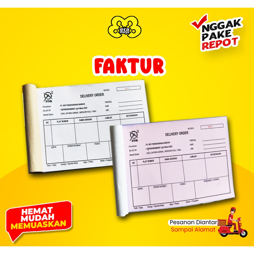 

Cetak Nota 2 Lapis, 1 Warna Tinta