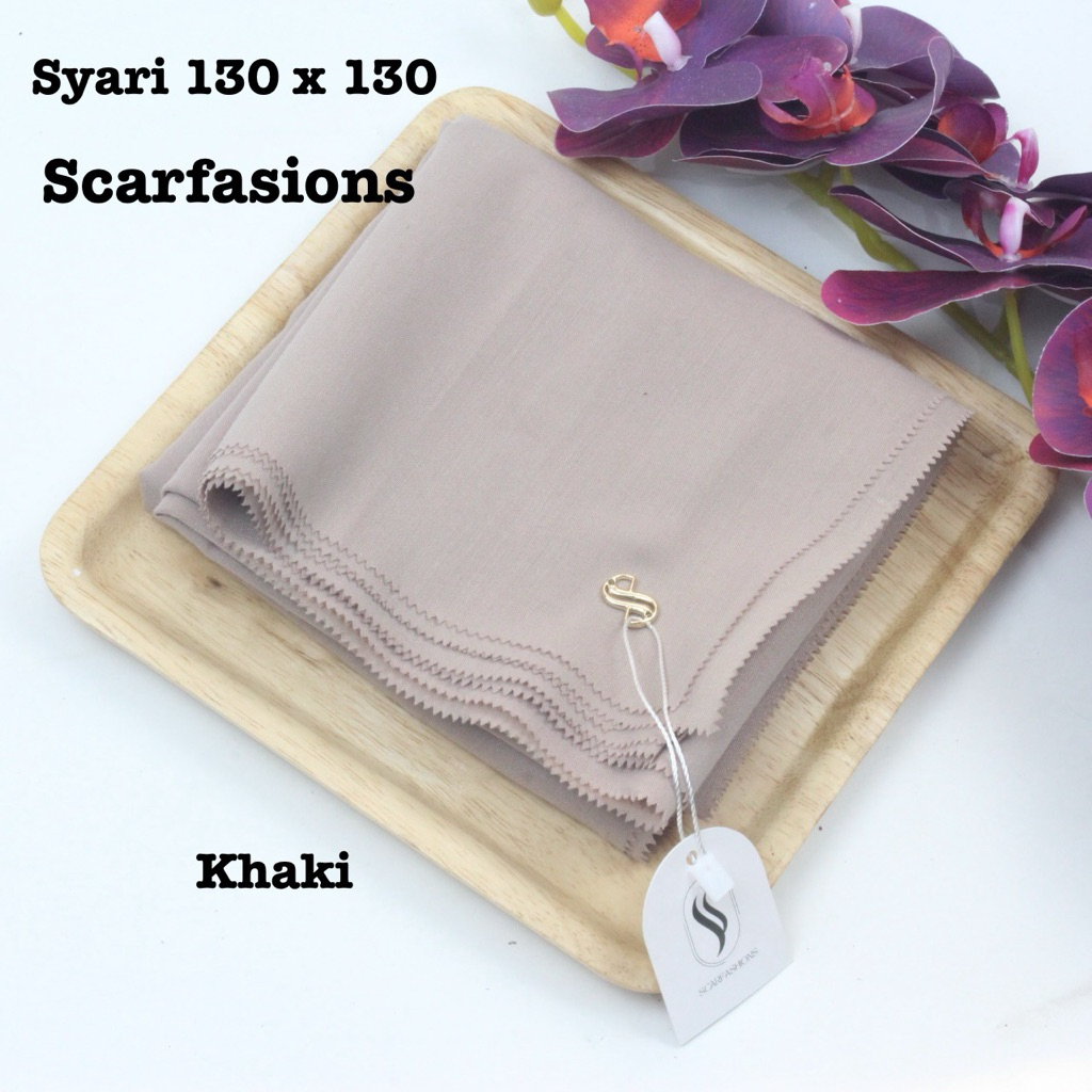 Jilbab segi empat Voal SYAR’I JUMBO POLOS METAL LOGO by SCARFASHION ukuran 130x130 LASERCUT re