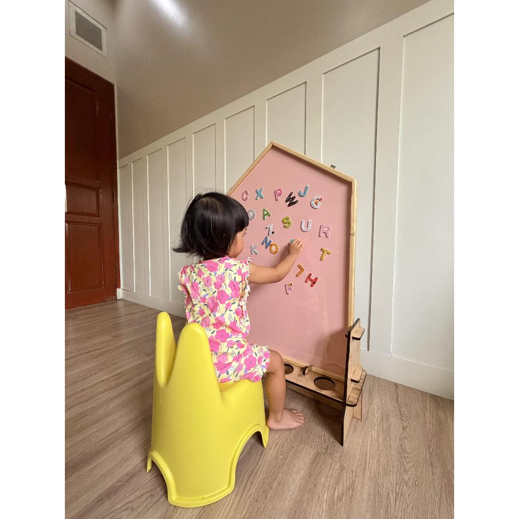 

Papan tulis anak | mainan edukasi | schoolhouse 2 sisi - WHITEBOARD x CHALKBOARD [Medium] + stand