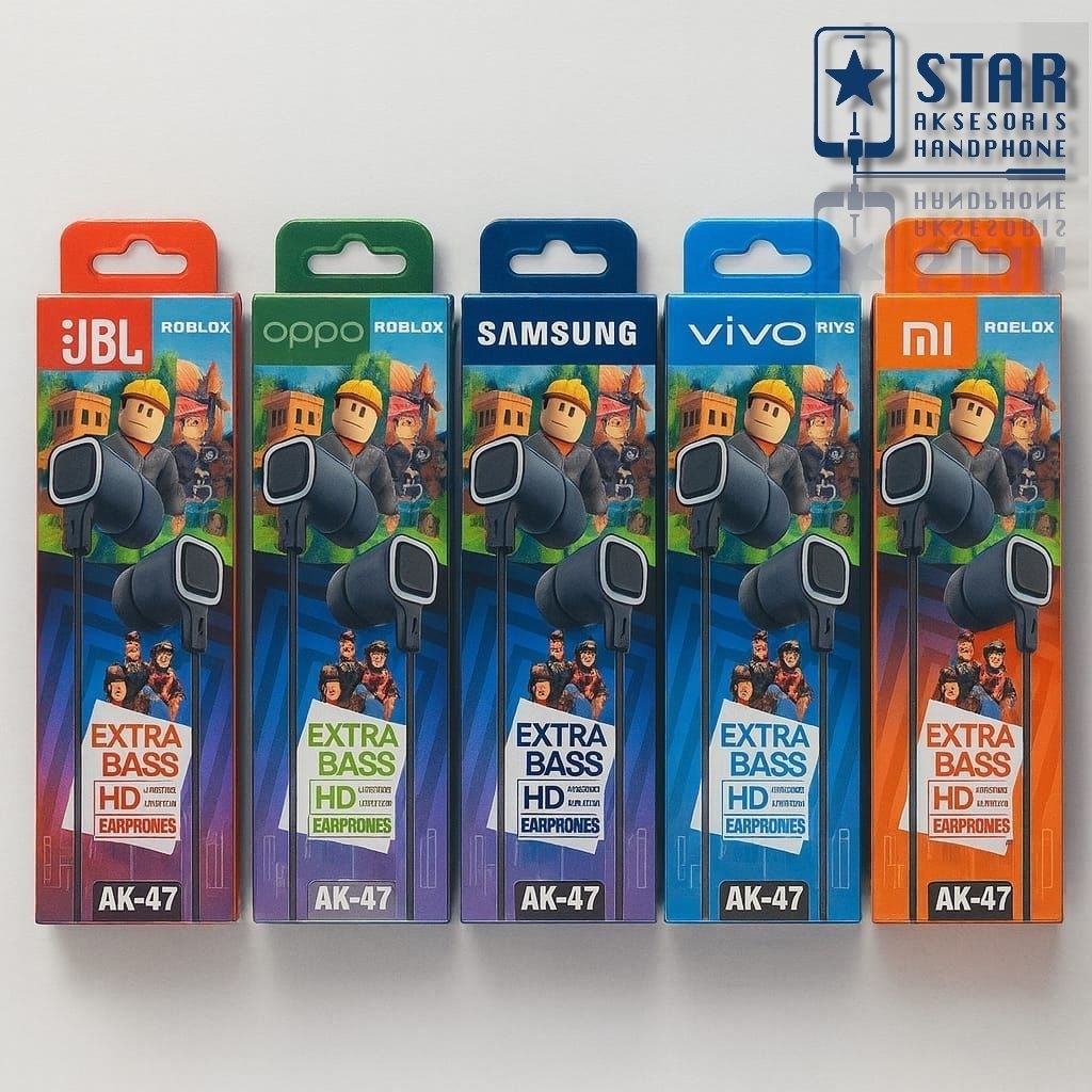 Earphone Handsfree Headset ROBLOX AK-47 BRAND Extra Bass GAMING HF Universal + Mic AK47