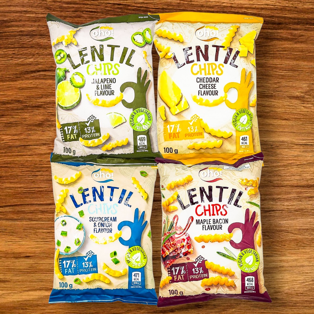 

Oho Lentil Chips 100 g — Camilan Sehat Nabati (Jalapeno / Cheddar / Sourcream / Maple)
