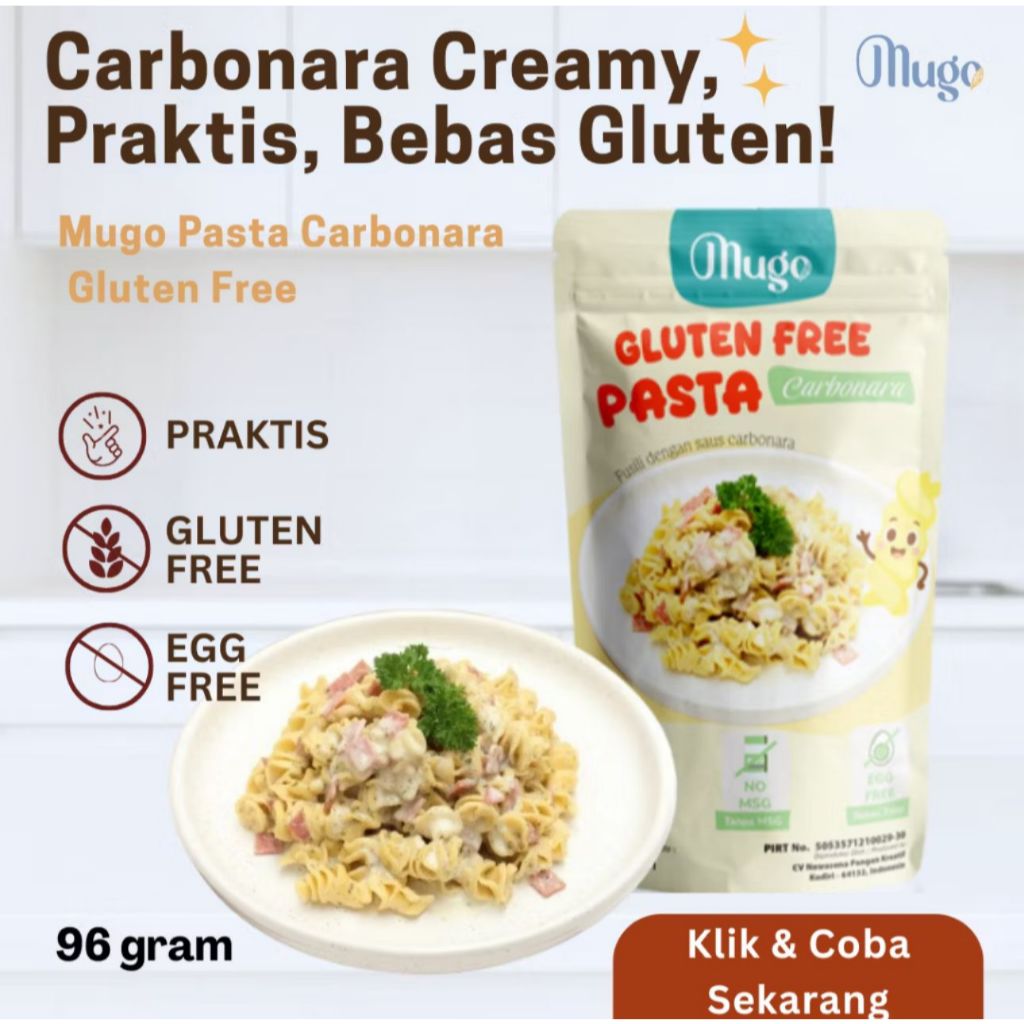 

Mugo Pasta Fusili Bumbu Carbonara Creamy & Aman | Bebas MSG | Bebas Laktosa 96gr