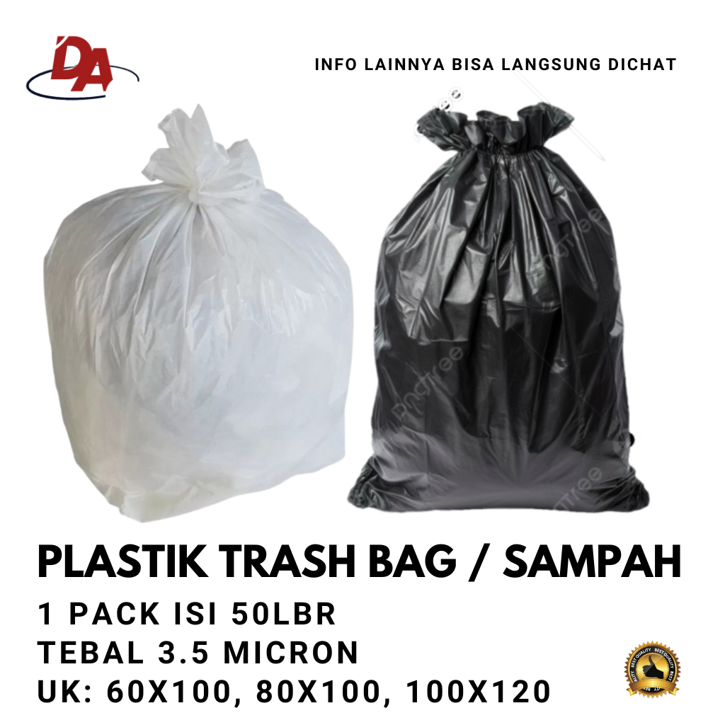 KANTONG SAMPAH TRASH BAG HD ISI 50PCS  - PLASTIK TRASH BAG 60X100 80X100 100X120