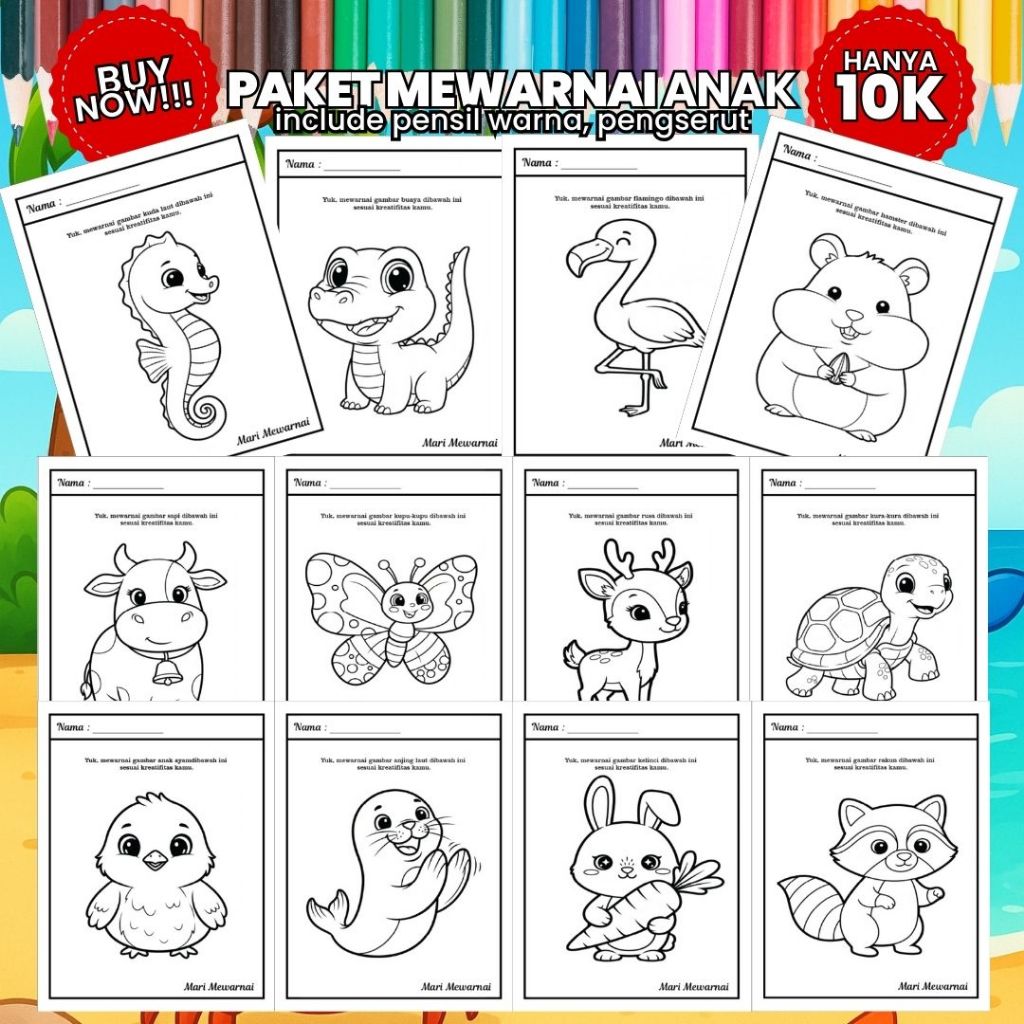 

Paket Mewarnai Anak Lengkap – Kertas Gambar + Pensil Warna 12 Warna + Rautan Joyko