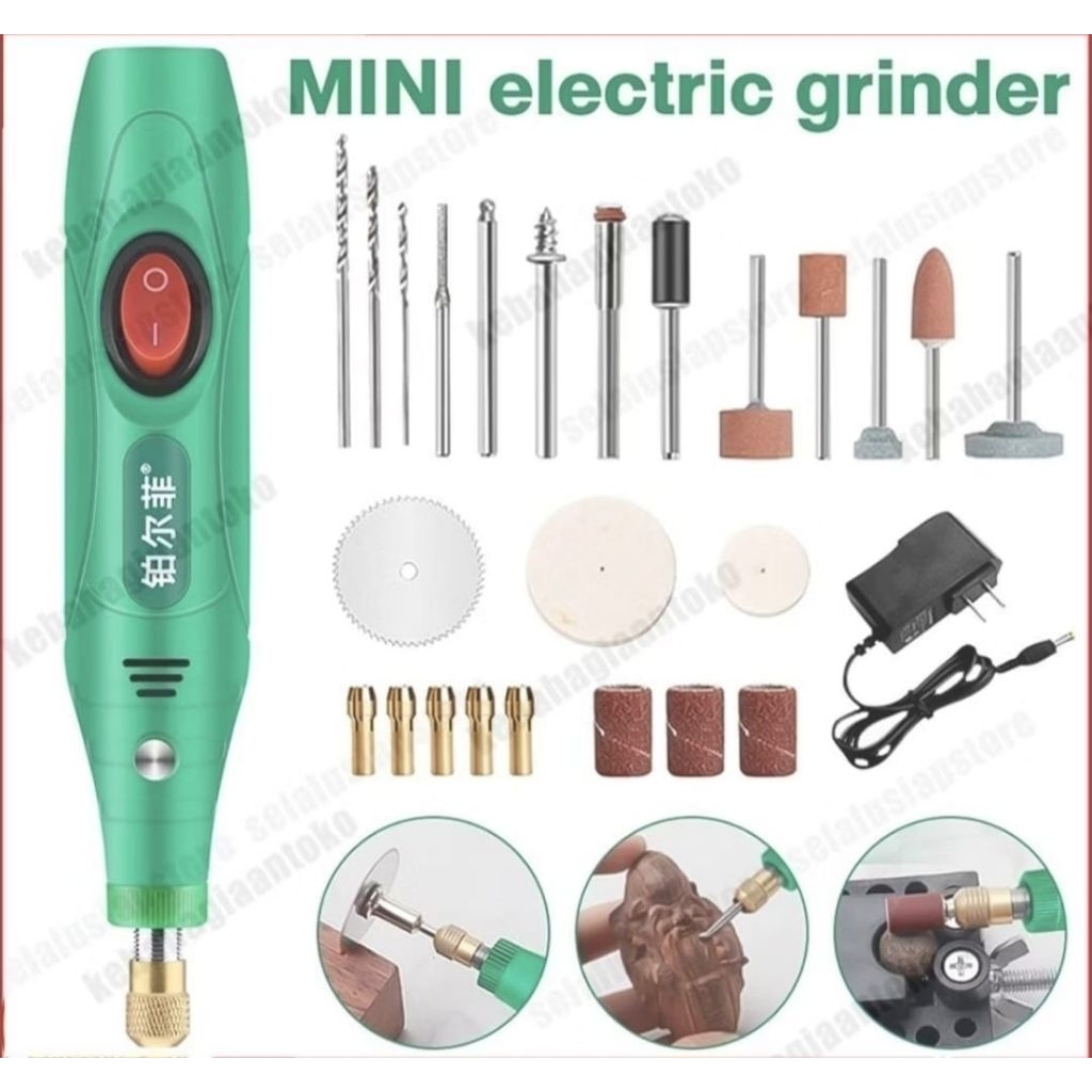 Gerenda listrik Bor Mini 25PCS 12V DC 18000 RPM Mini Drill Electric Engraver Grinder Ukir Kayu Ampla